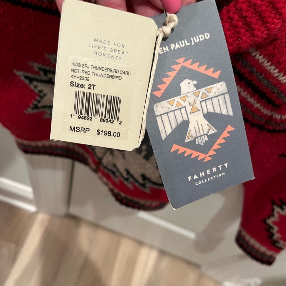 NWT faherty Kids Steven Paul Judd Thunderbird Cardigan - Red - Picture 4 of 4
